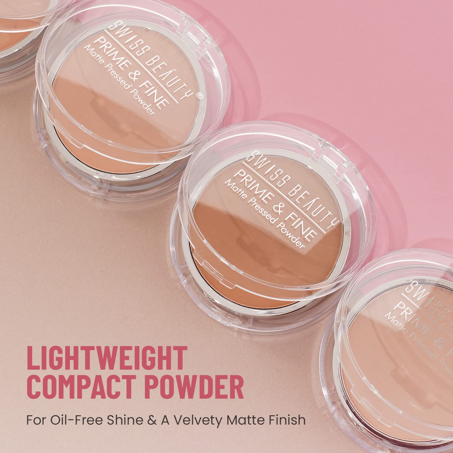 SWISS BEAUTY Prime & Fine Matte Pressed Powder, Natural-Beige, 10 g