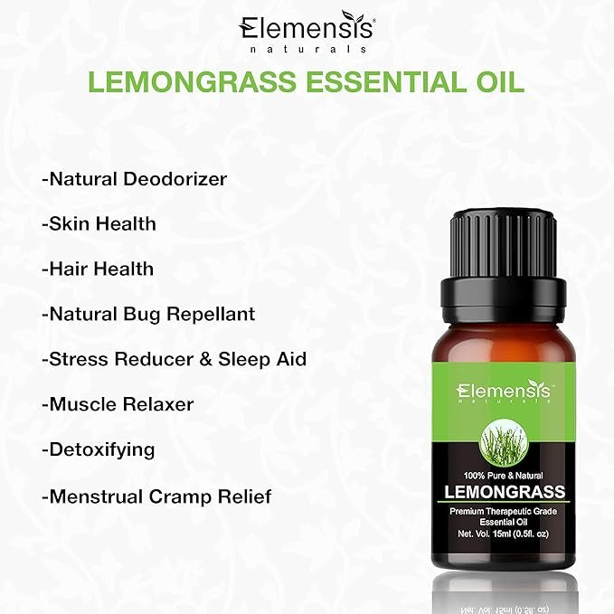 Elemensis Naturals Pure Undiluted Lemon grass Oil - 15 ml