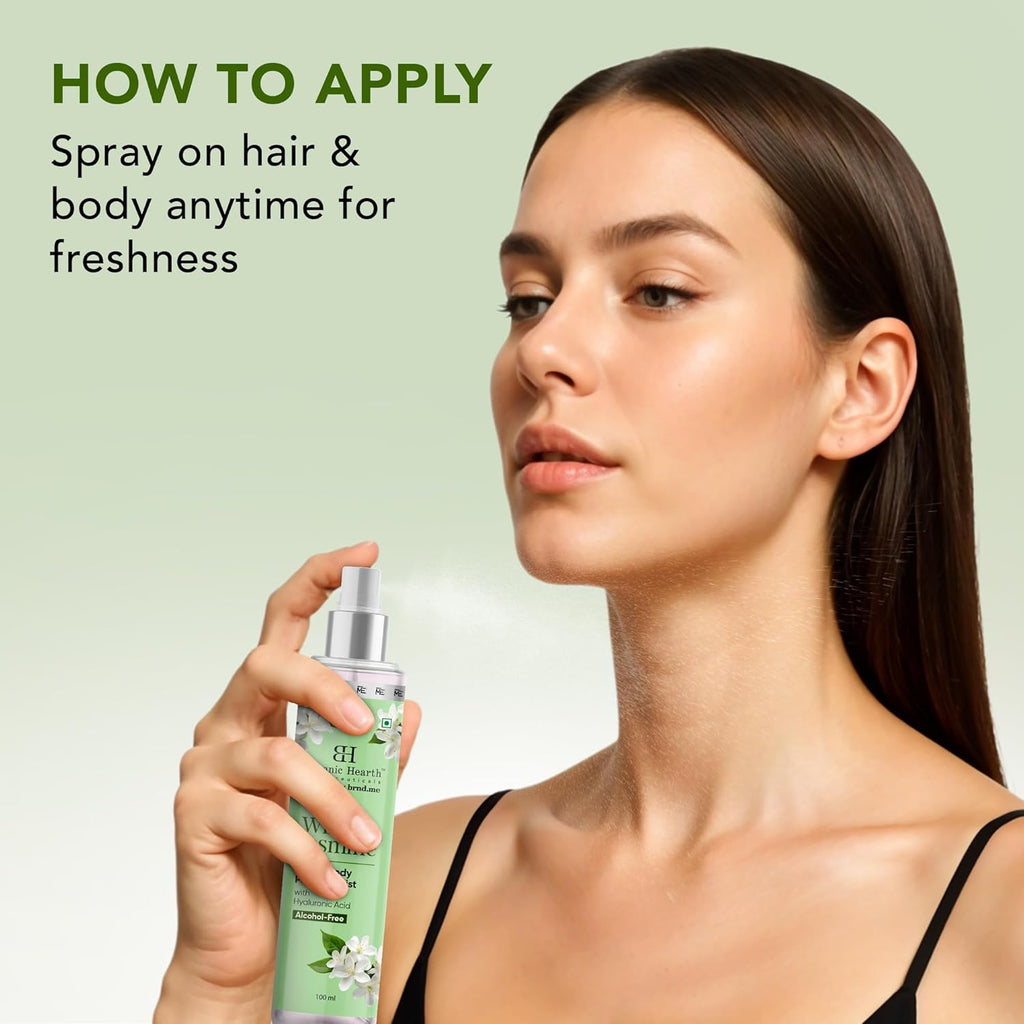 Botanic Hearth Wild Jasmine Hair & Body Mist for Women – Long Lasting Exotic Body Spray | Hair Perfume & Hair Mist Spray | Captivating Perfume for Woman | Floral Hair and Body Mist, 100ml