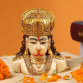 Indicast Resin 4" Inch Lord Hanuman Head Painting Bajrangbali Idol Gift Article Decorative Showpiece Handcrafted Balaji Murti