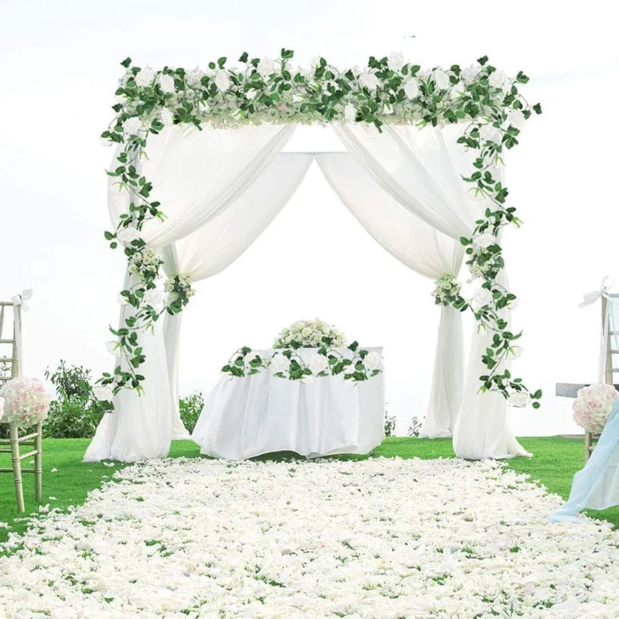 Artificial Flower Vine Garland Creeper 69 Small Rose  Garland for Decoration Pack of 2