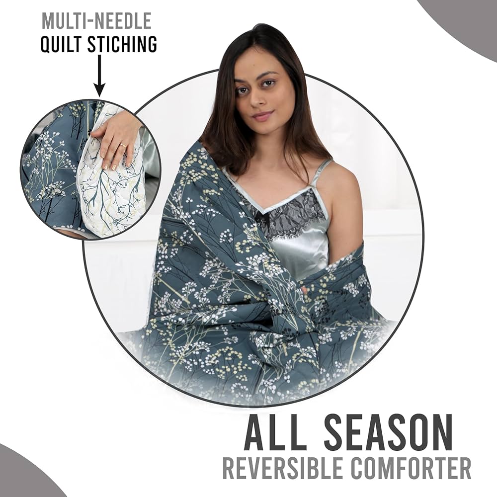 Divine Casa 120 GSM Microfiber Single Bed Comforter Soft & Lightweight Reversible AC Blanket Colour Beetle Grey