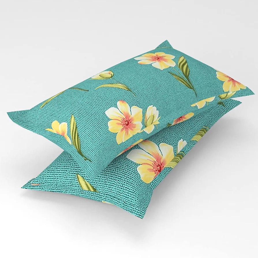Starnstyle Polycotton 220 TC Floral Printed King Size Double Bedsheet with 2 Pillow Covers Themis