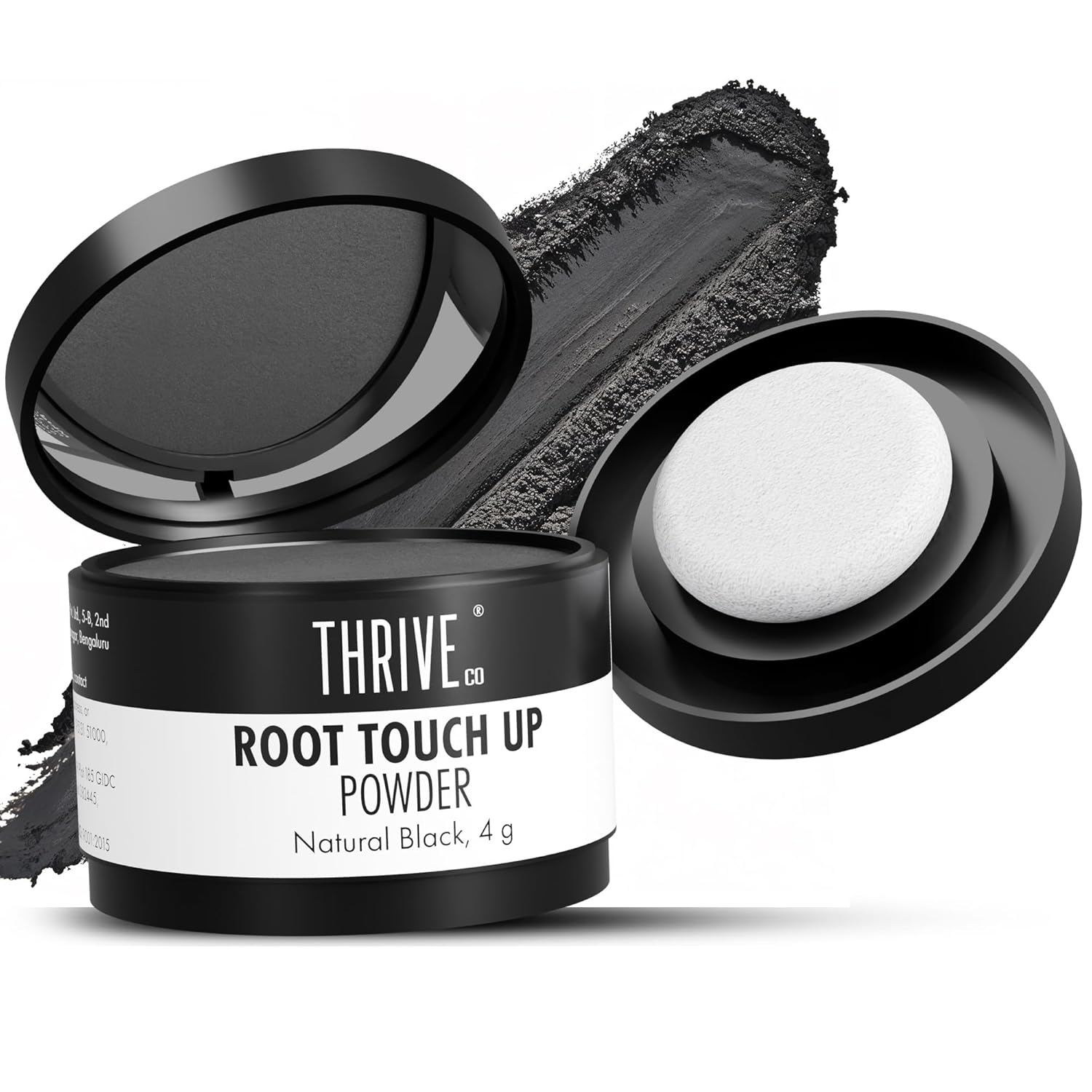 ThriveCo Root Touch-Up Powder â€“ Natural Black | Instantly Covers Up Greys & Bald Spots | Non-Sticky, Mess-Free Application | With Hyaplexâ„¢ Anti-Breakage Technology |Cover-Up Hair Powder, 4 g