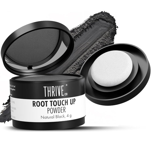 ThriveCo Root Touch-Up Powder – Natural Black | Instantly Covers Up Greys & Bald Spots | Non-Sticky, Mess-Free Application | With Hyaplex™ Anti-Breakage Technology |Cover-Up Hair Powder, 4 g