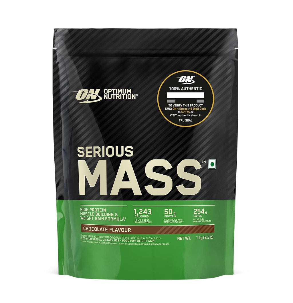 Optimum Nutrition (ON) Serious Mass High Protein High Calorie Weight Gainer Powder - 1 kg with Vitamins and Minerals, Vegetarian