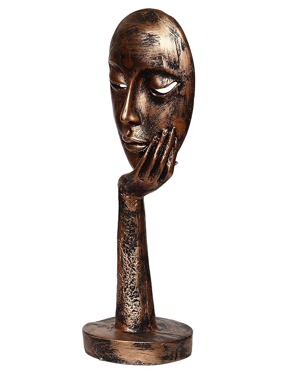 Ecraftindia Rustic Look Thinking Lady Face Handcrafted Polyresin Showpiece