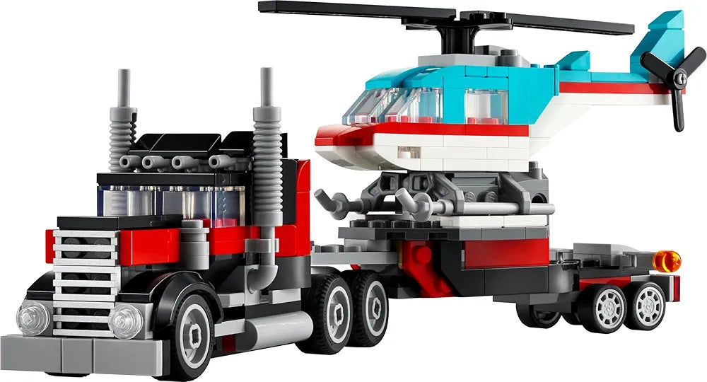 Lego Creator Flatbed Truck with Helicopter Vehicle Toy 3in1 Set 31146