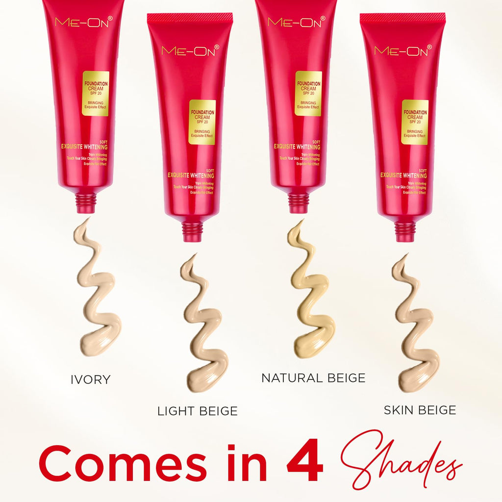 ME-ON Exquisite Whitening Cream Foundation Full Coverage For All Skin Type, Natural Finish (Shade 01 - Ivory)