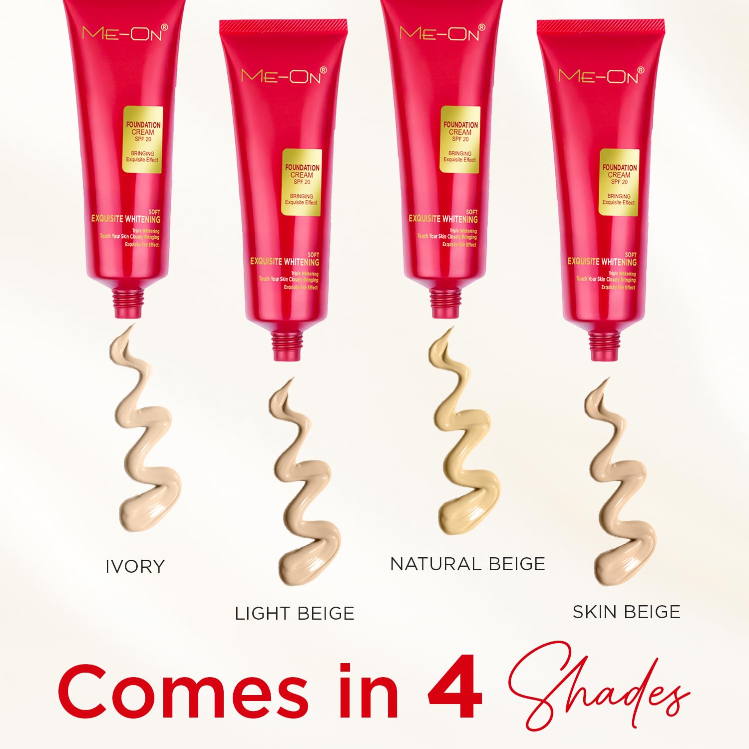 ME-ON Exquisite Whitening Cream Foundation Full Coverage For All Skin Type, Natural Finish (Shade 01 - Ivory)