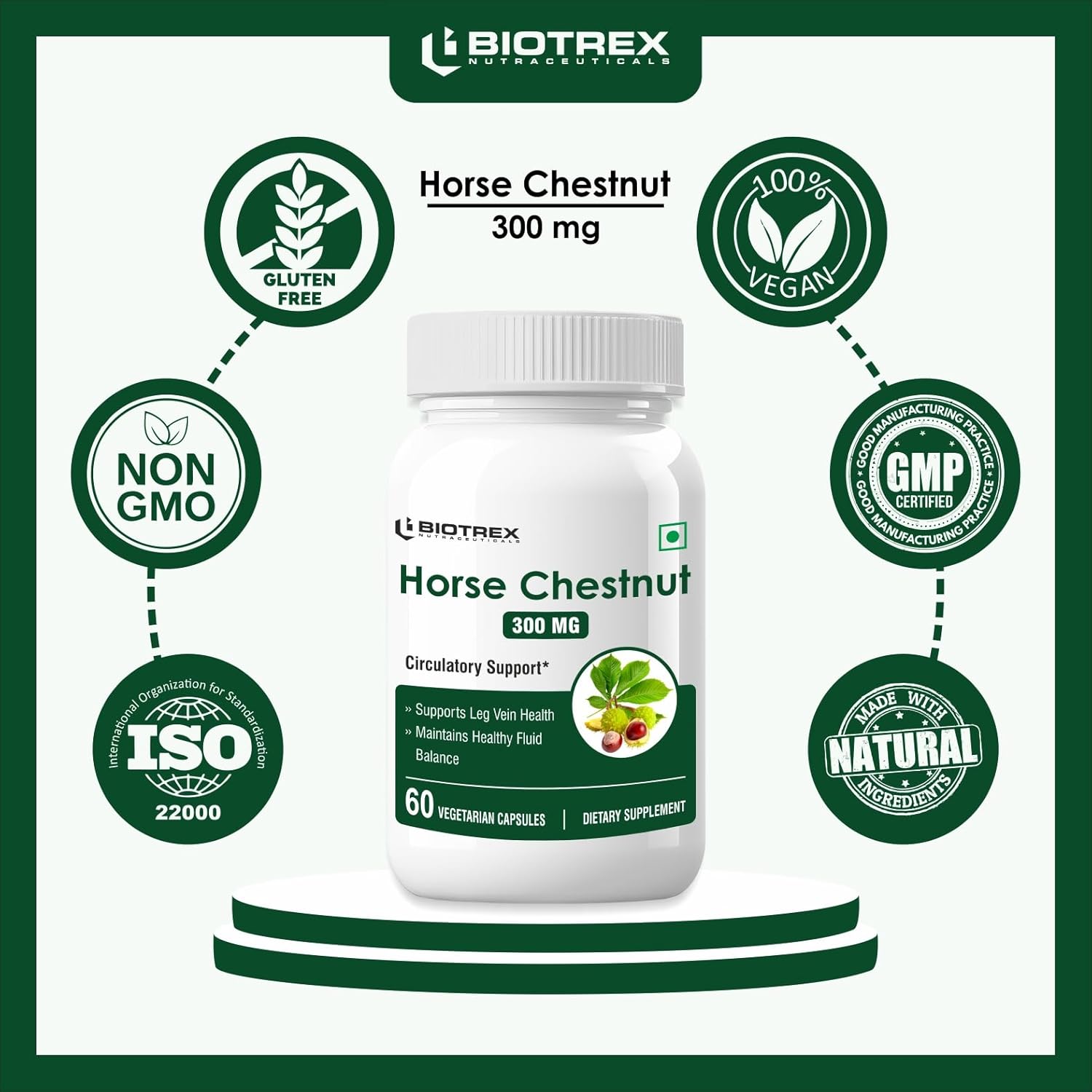 Biotrex Nutraceuticals Horse Chestnut 300mg - 60 Veg Capsules