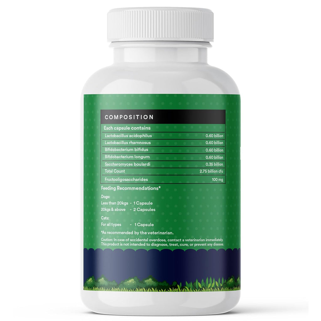 INLIFE Prebiotics and Probiotics for Dogs Cats and Pets | Supplement for Gut Health | Lactobacillus Bacteria for Digestive Health Immunity Booster - 60 Capsules
