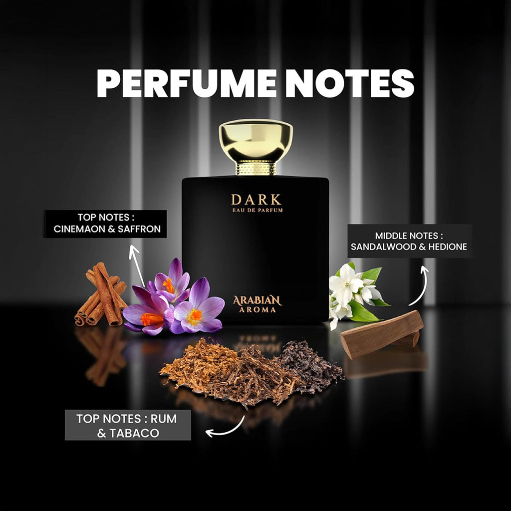 Arabian Aroma Dark Men's Perfume | Luxurious Exotic Scent | Perfumes for Men With Long Lasting Fragrance | Eau De Perfume | Long Lasting Perfume for Men (100ml)