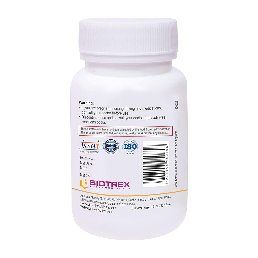 Biotrex Nutraceuticals Quercetin 100mg | Supports Energy, Brain & Heart Health | Antioxidant | Cardiovascular & Respiratory Health â€“ 60 Veg Capsules