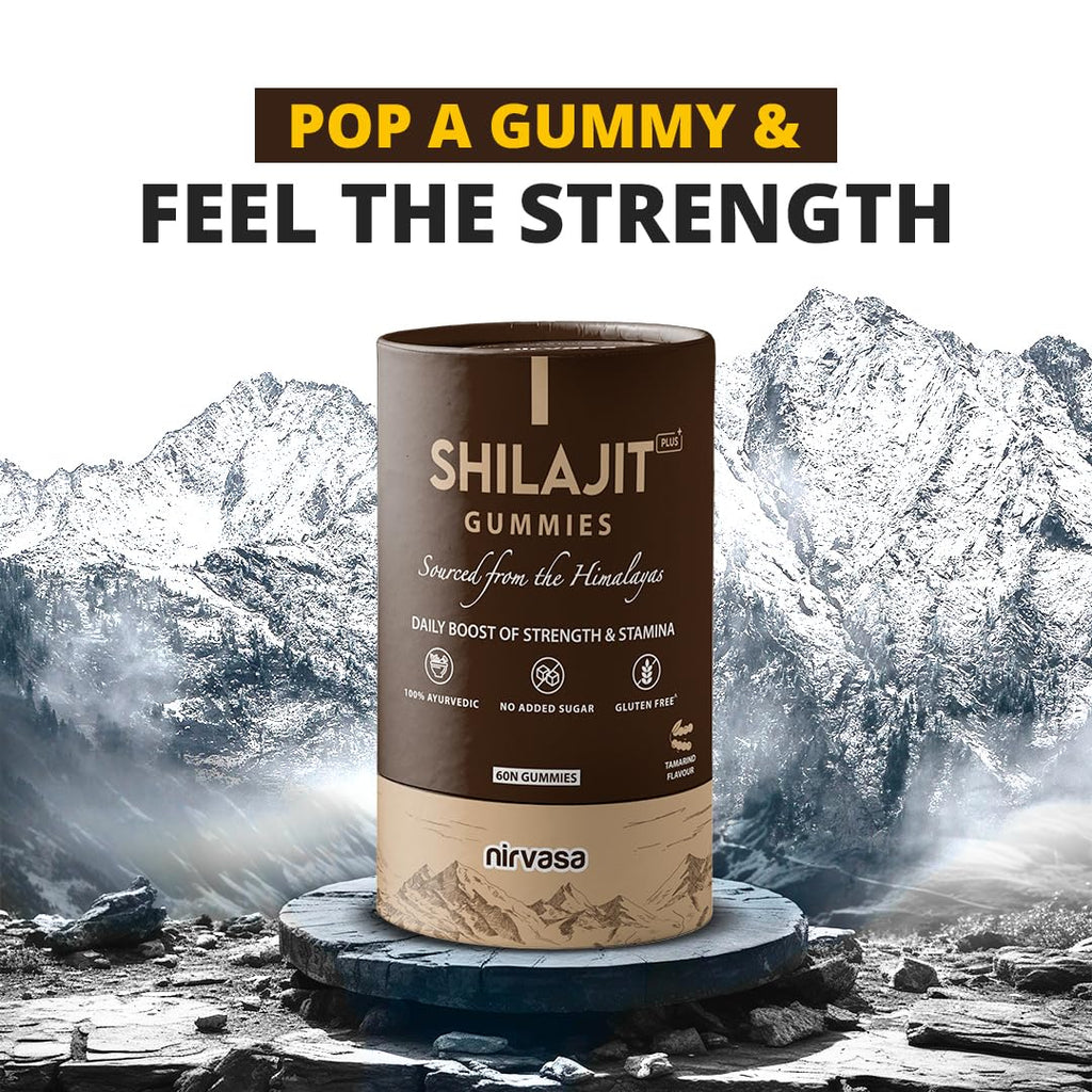 Nirvasa Shilajit/Shilajeet Plus Gummies (2x60 Gummy) | Sugar-Free Energy, Stamina & Endurance Booster | Supports Strength, Immunity & Muscle Recovery | With Fulvic Acid & Essential Nutrients