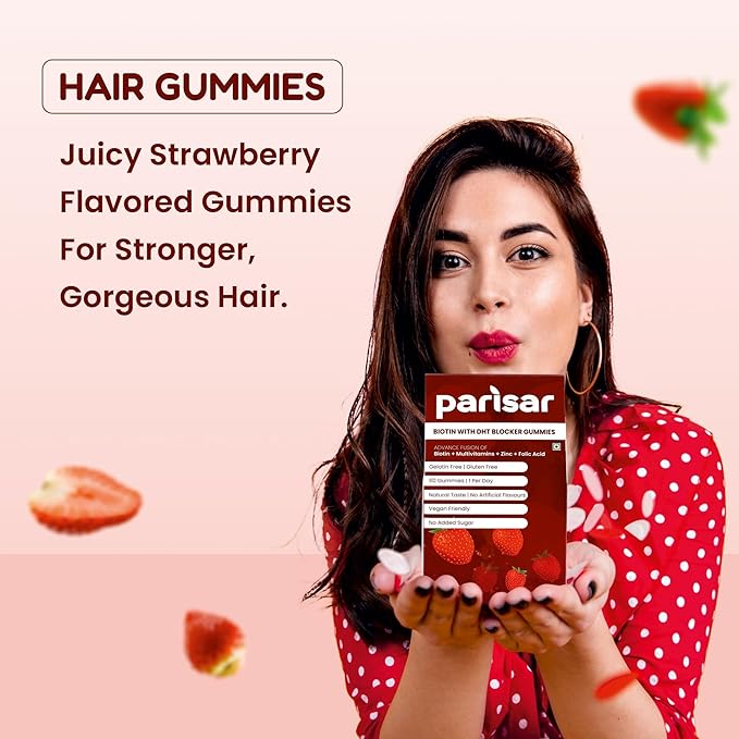 Parisar Pharma Biotin Gummies for Strong Shiny & Thick Hair - 30 Gummies