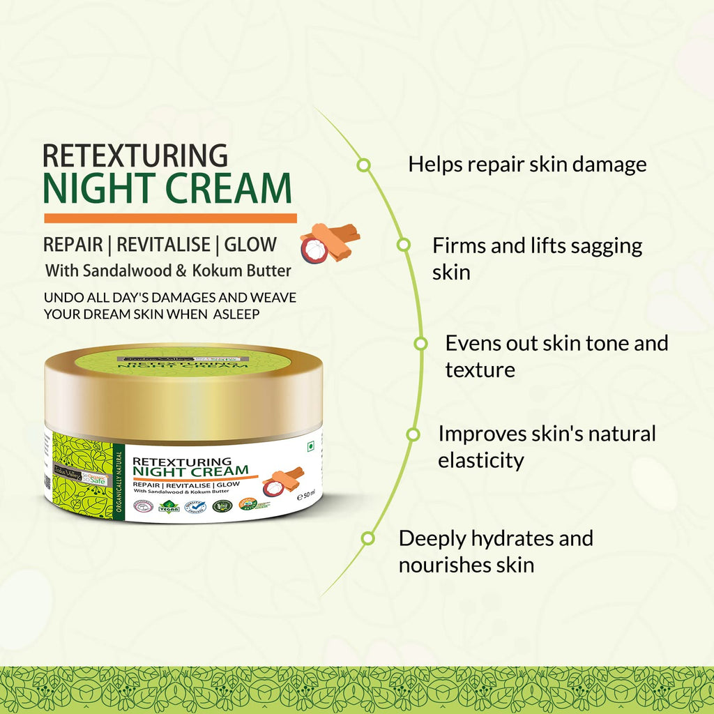 INDUS VALLEY Retexturing Night Cream with Sandalwood & Kokum Butter | Deep Skin Repair, Hydration & Overnight Nourishment for Soft Glowing Skin â€“ 50 ml