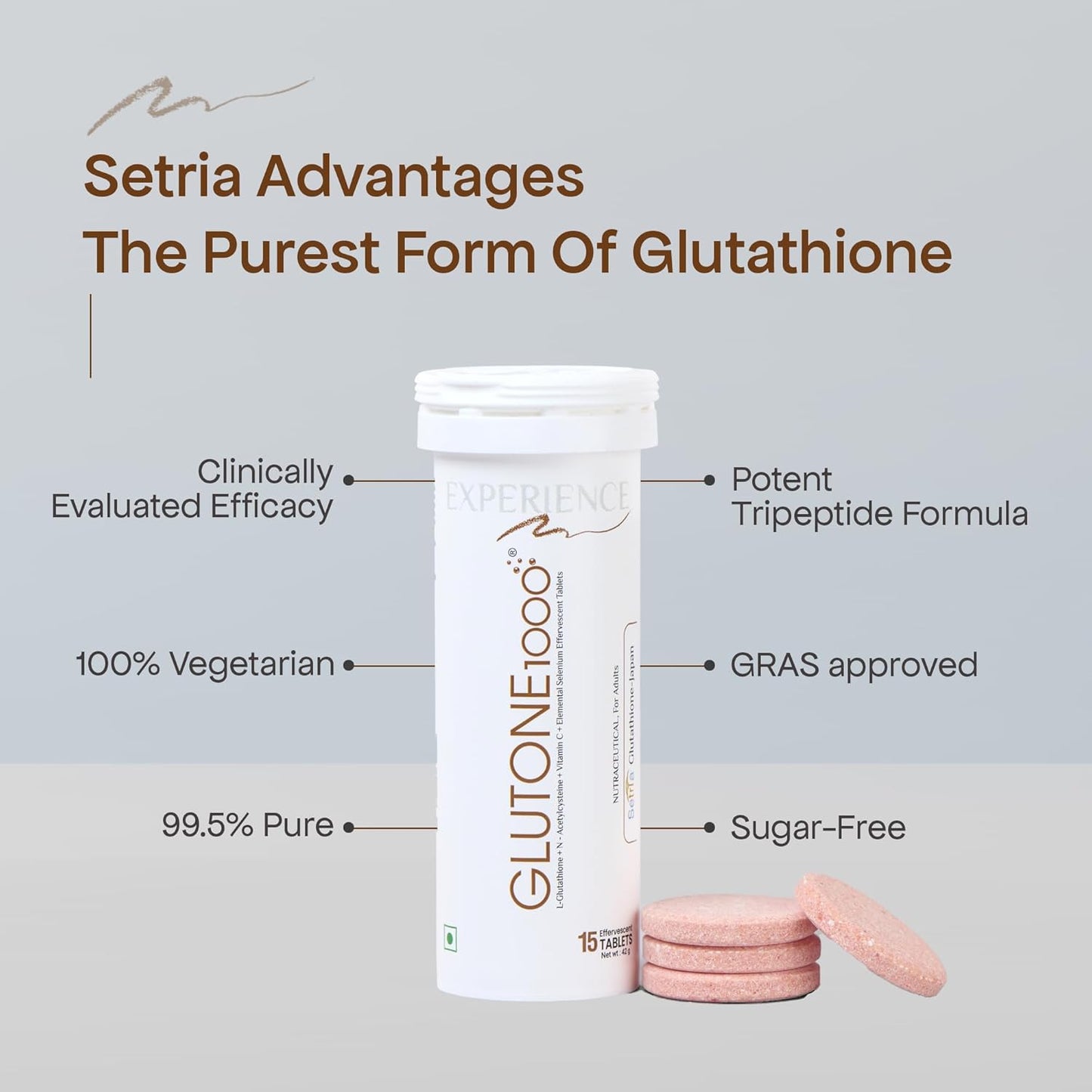 Glutone 1000 Setria L-glutathione & Vitamin C Effervescent Tablets - 15 Tabs