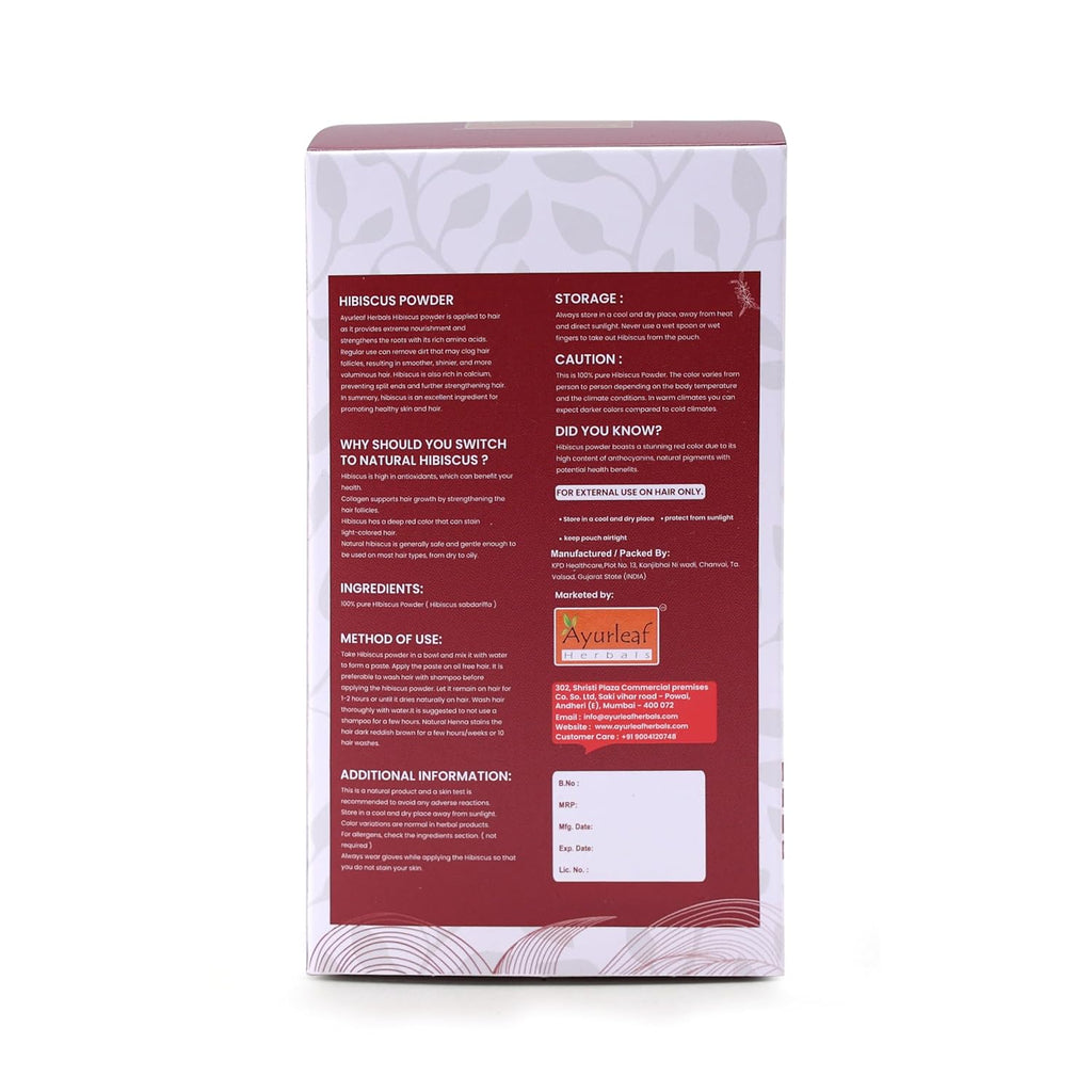 Ayurleaf Herbals Hibiscus Gudhal Flower Powder for Hair Improvement - 200 Gms