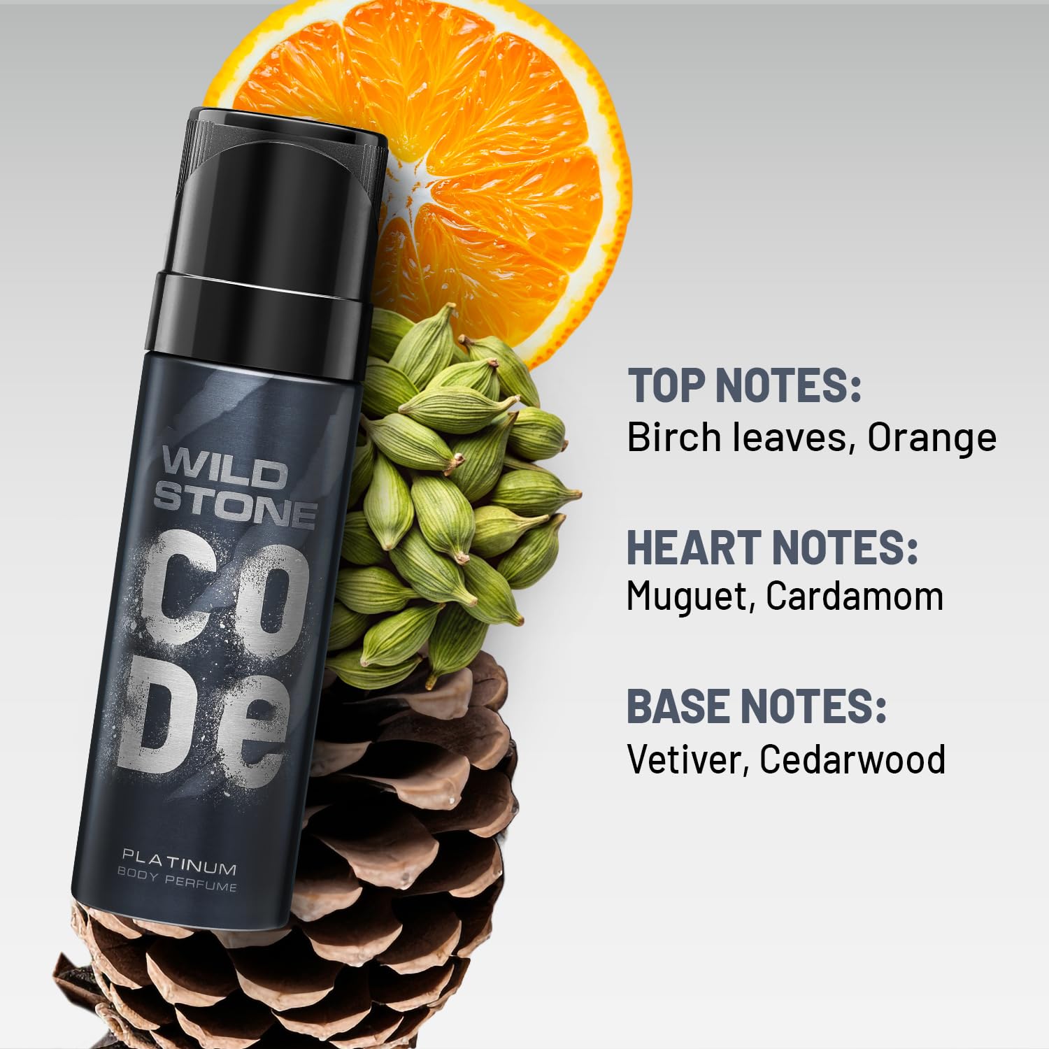 Wild Stone CODE Platinum Body Perfume for Men, 150ml | No Gas Deodorant | Long Lasting Body Spray