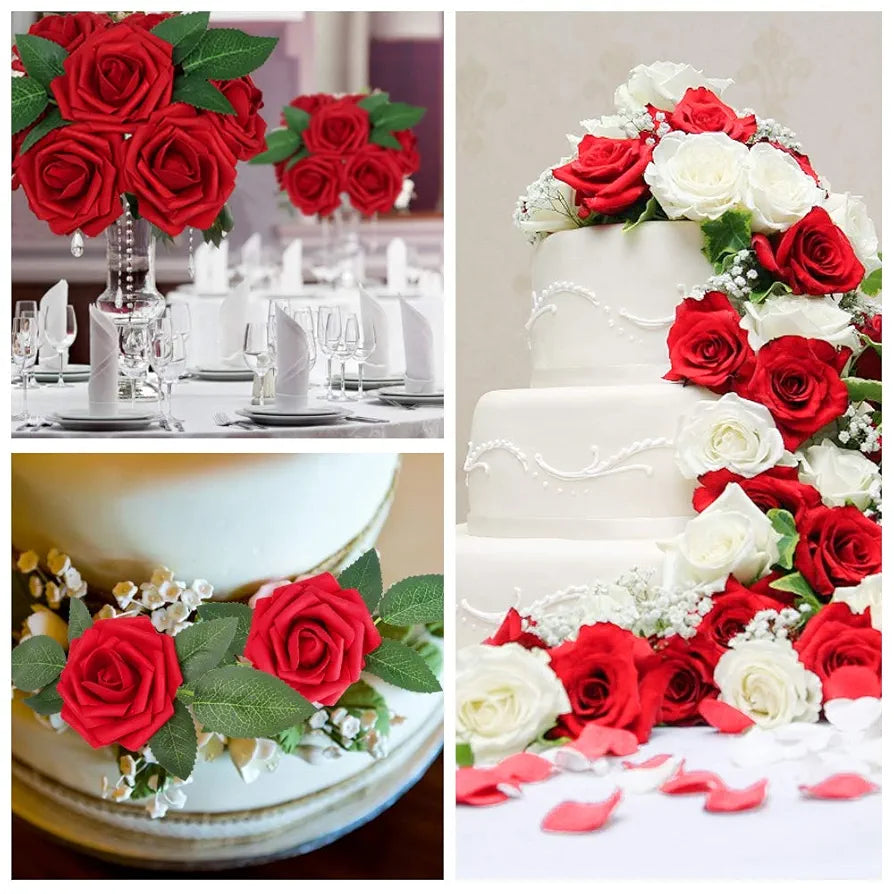Pack of 50 Real Looking Artificial Roses w/Stem