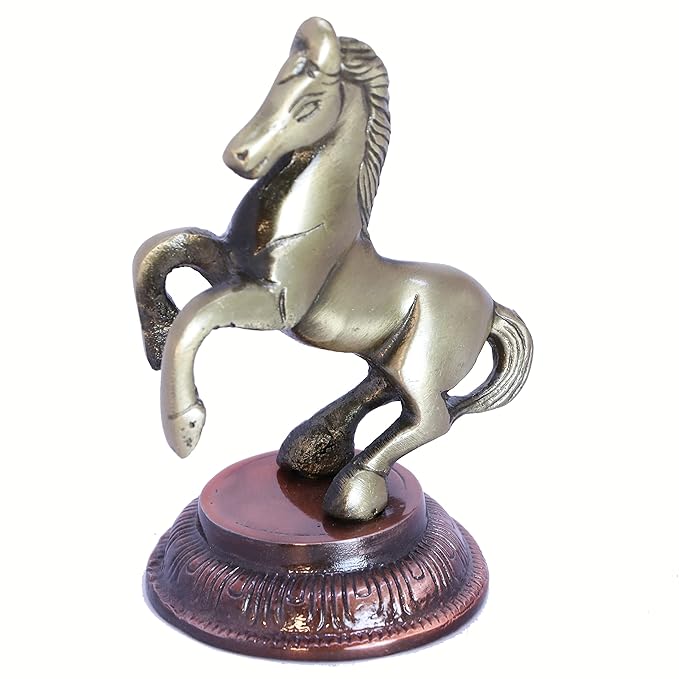 KridayKraft Metal Jumping Horse Statue for Wealth, Income, Shining and Bright Future Grey