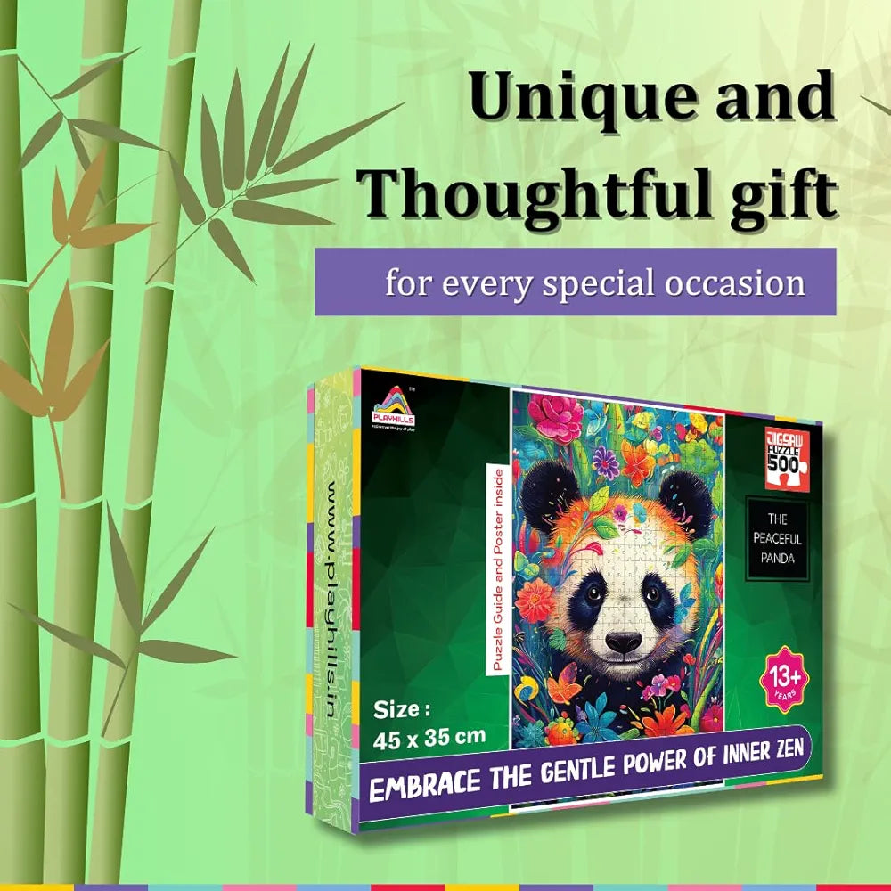 Playhills Spirit Animal The Bambootiful Panda 500 Piece Wooden Puzzle for Adults & Teens