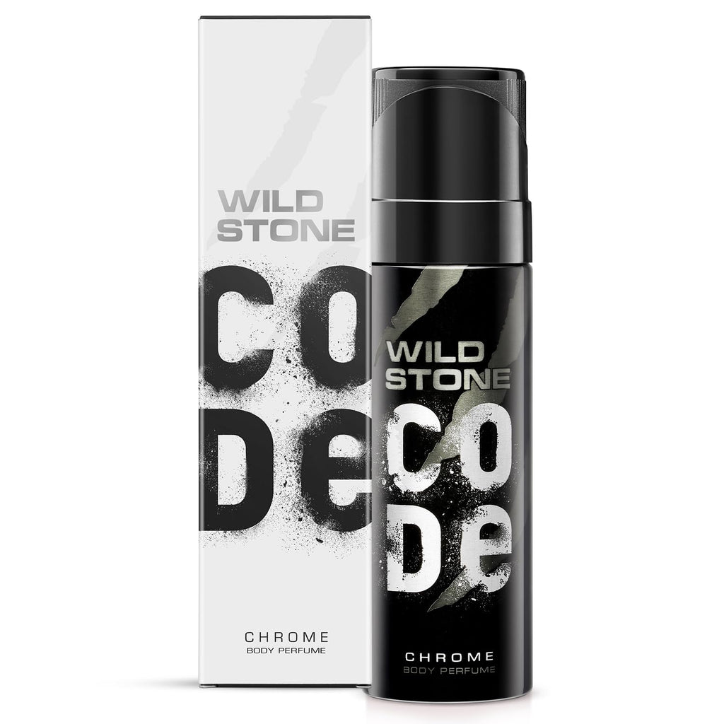 WILD STONE CODE Chrome Long Lasting No Gas Body Perfume For Men, 150Ml - Chrome, Spray