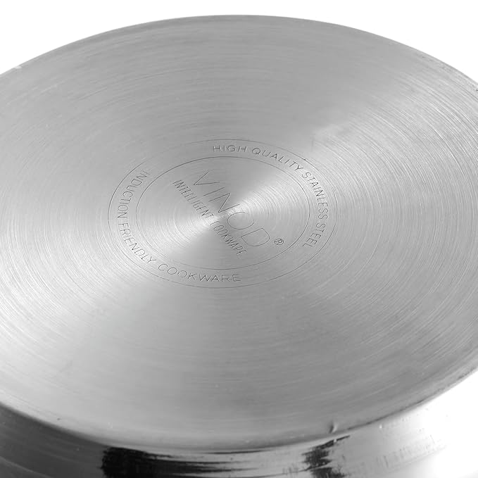 Vinod Roma Stainless Steel Saucepot with Glass Lid - 3 Litre, 20 cm | Sandwich Bottom | Rivetted Handle
