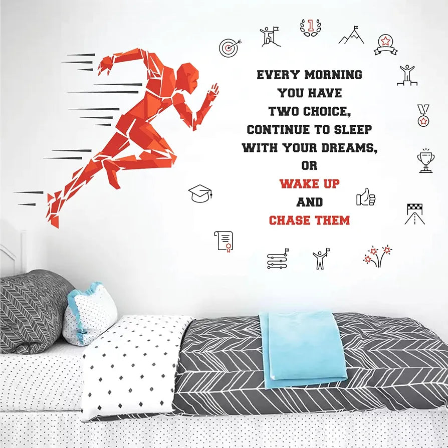 StickMe Gym Fitness Work Bodybuilding Office Sports Workout Boxing Inspiration Quotes Wall Sticker Large Red - 240 x 140 cm