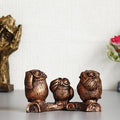 Ecraftindia Handcrafted Polyresin 3 Owl Statues Birds Sitting on Branch Figurine Decorative Showpiece