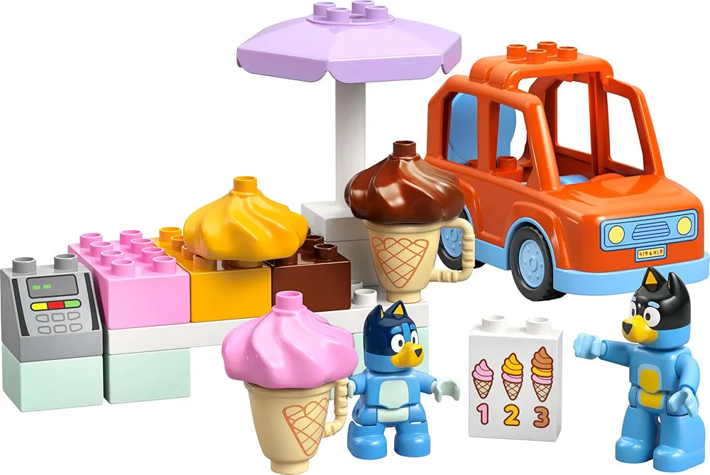 LEGO Duplo Bluey Ice Cream Trip with Bluey Toddler Toy 10458 Building Set for 2+ Age Boys and Girls
