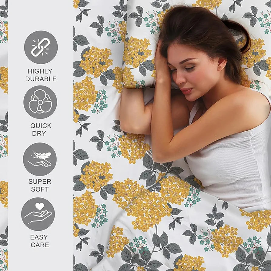 Layers Zen Cotton Blend Single Bedsheet Set 1 Single Cotton Bedsheet & 1 Pillow Cover Breathable & Anti-Wrinkle 225 CVC Yellow