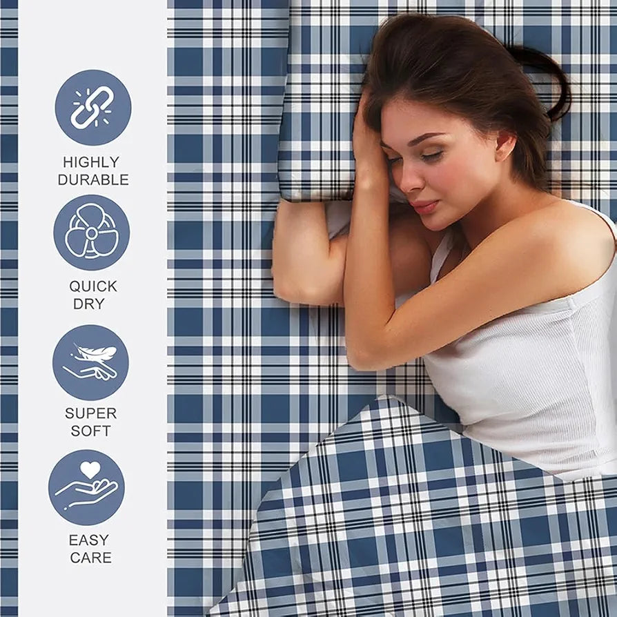 Layers Zen Cotton Blend Single Bedsheet Set 1 Single Cotton Bedsheet & 1 Pillow Cover 225 CVC Navy Blue