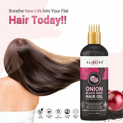 Elibliss Onion Black Seed Hair Oil - 100 ml (Pack of 4)