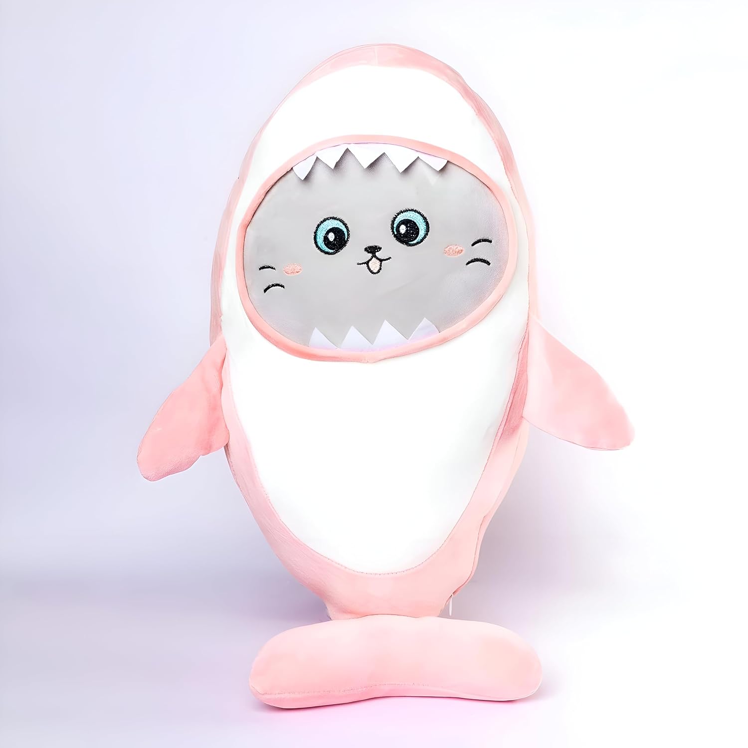 Tickles Cute Shark Cat Face Soft Stuffed Plush Toy for Kids Color Pink 60 cm