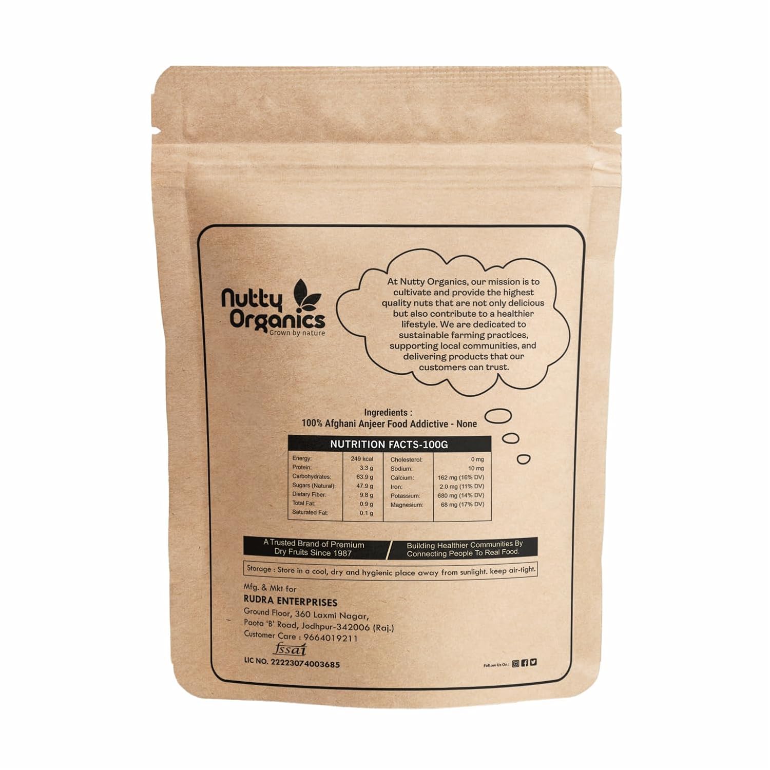 NUTTY ORGANICS Premium Dried Afghani Anjeer| Rich in Fiber | Rich in Nutrients | Packed with Fiber & Nutrients for a Healthier, Happier You | Anjeer Dry Fruit