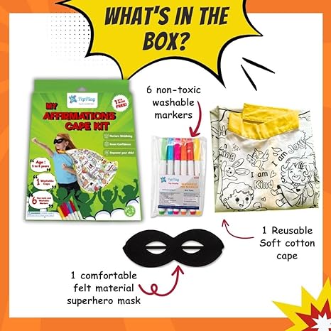 PepPlay Cotton My Affirmation Cape Coloring Kit With 6 Smudge Free Washable Markers Customised