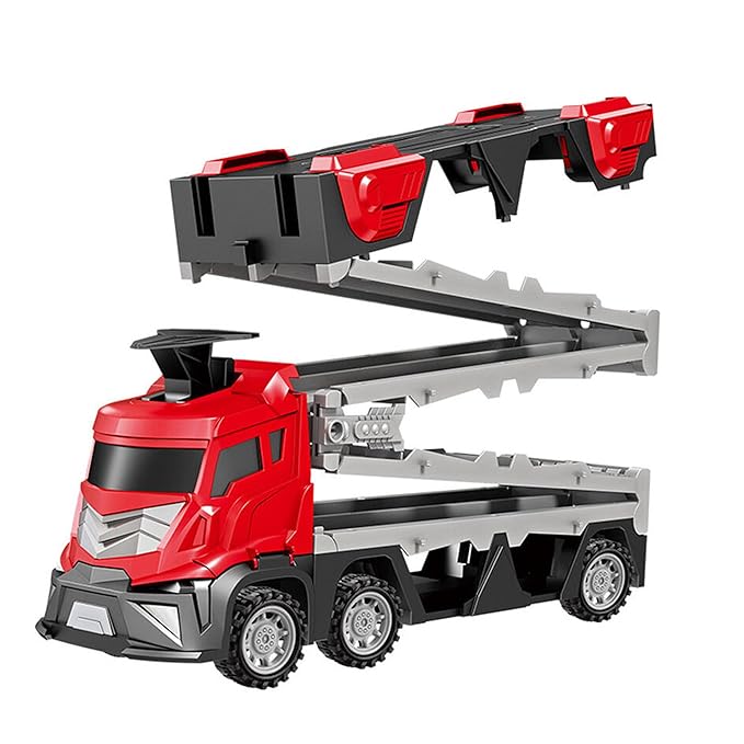 Kidology Car Carrier Truck Toy Set for 3+ Years Old Kids Red Color