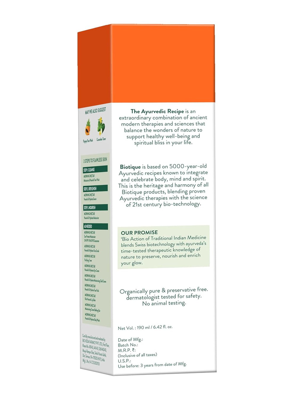 Biotique Morning Nectar Sun Protect Moisturizer SPF 30 UVA/UVB Sunscreen | Visibly Flawless Skin | Suitable for All Skin Types | 190ml