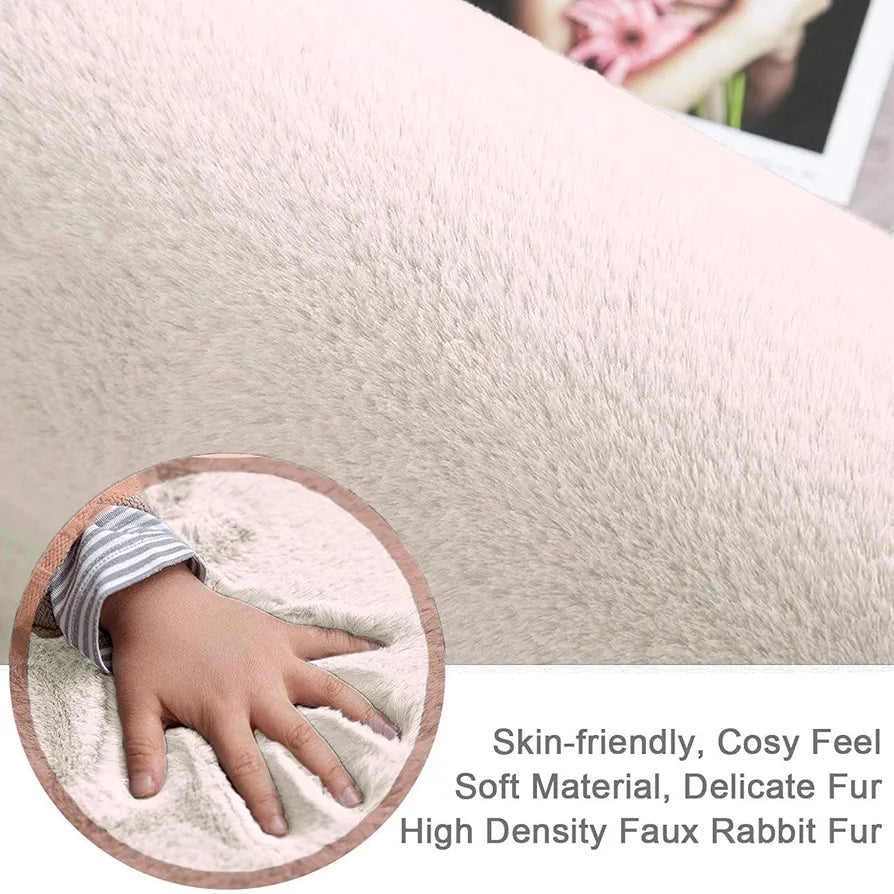 Luxe Home International Rectangular Bath Mat Super Soft Anti Skid Rabbit Fur  Bathroom Mats Colour Skin