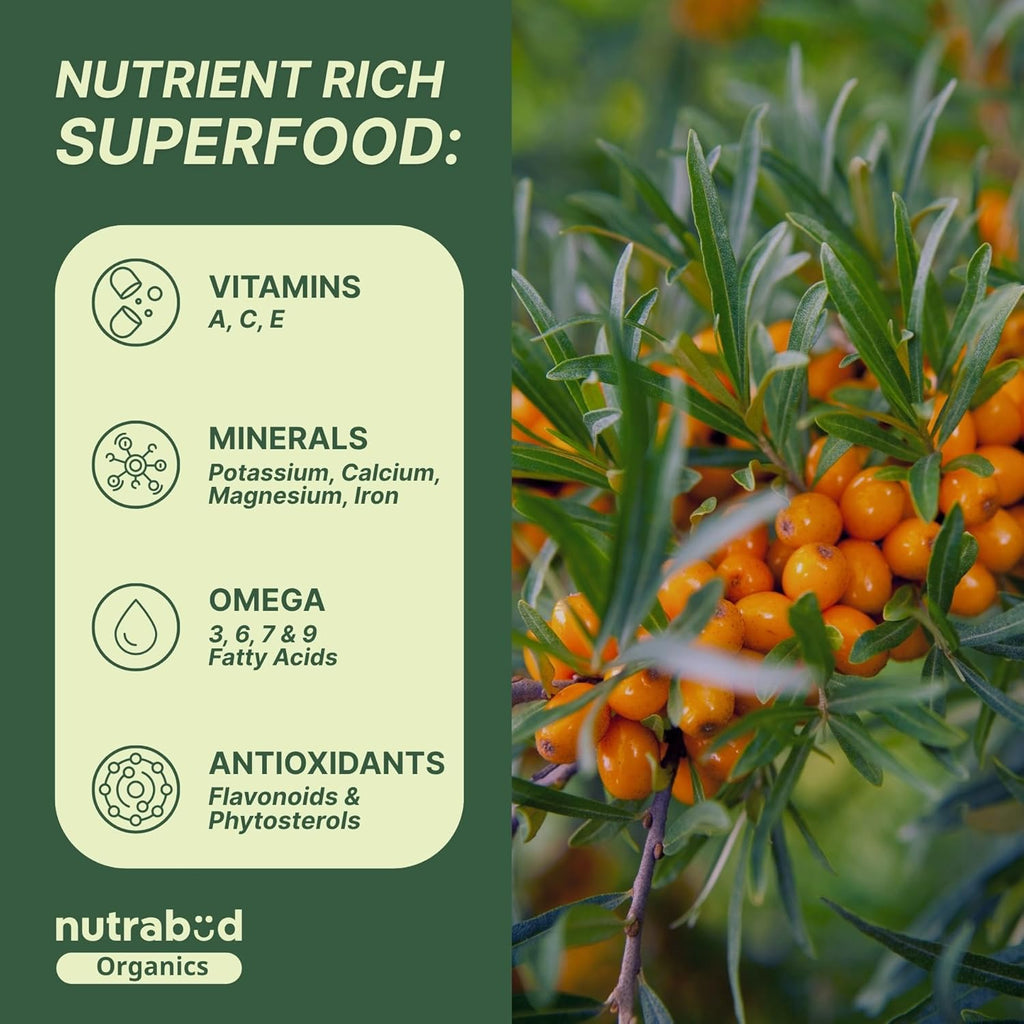 Nutrabud Sea Buckthorn Berry Powder - 100 grams - 100% Pure Sea Buckthorn Powder - Natural Source of Vitamins, Omega-3,6,7,9 & Anti Oxidants (100g (Pack of 1))