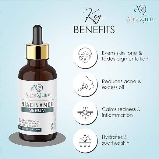 AuraQuint Niacinamide Alpha Arbutin Salicylic Acid Face Serum - 30 ml