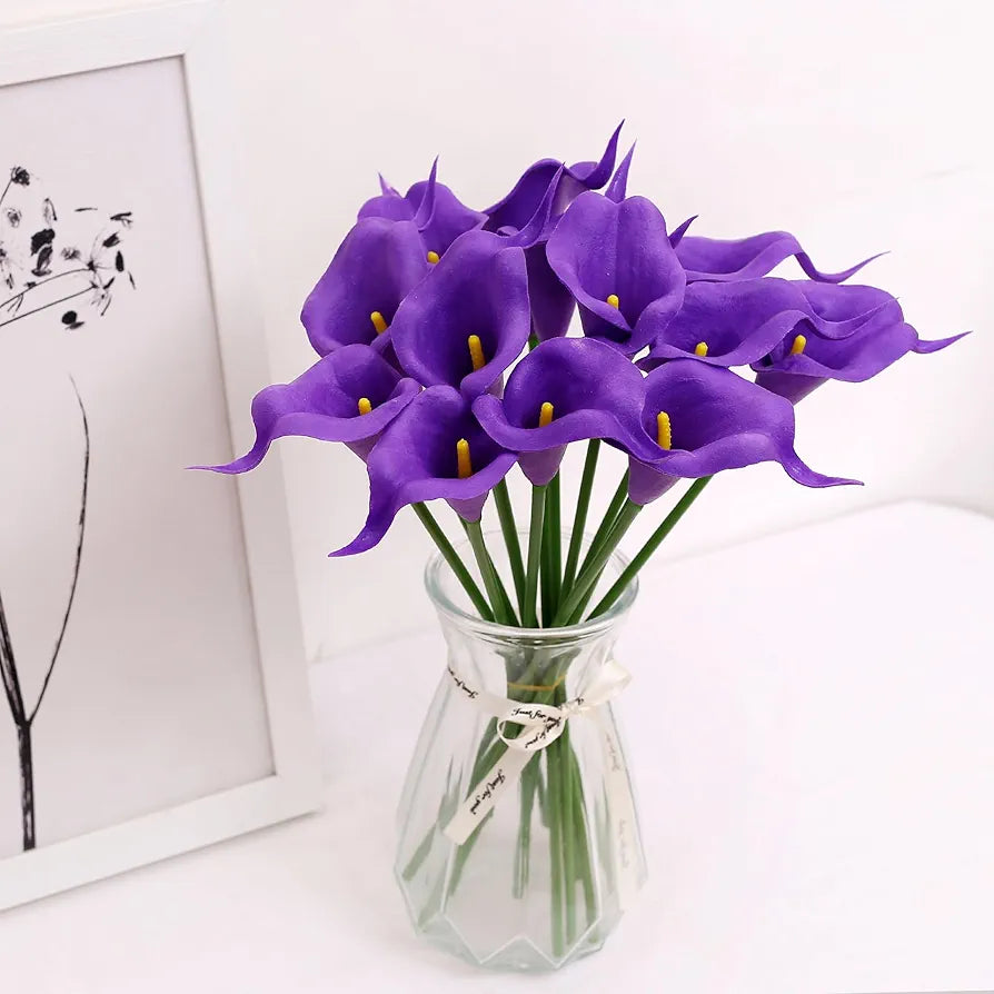Artificial Foam Tulip Lily Flower Sticks 5 Pcs Purple