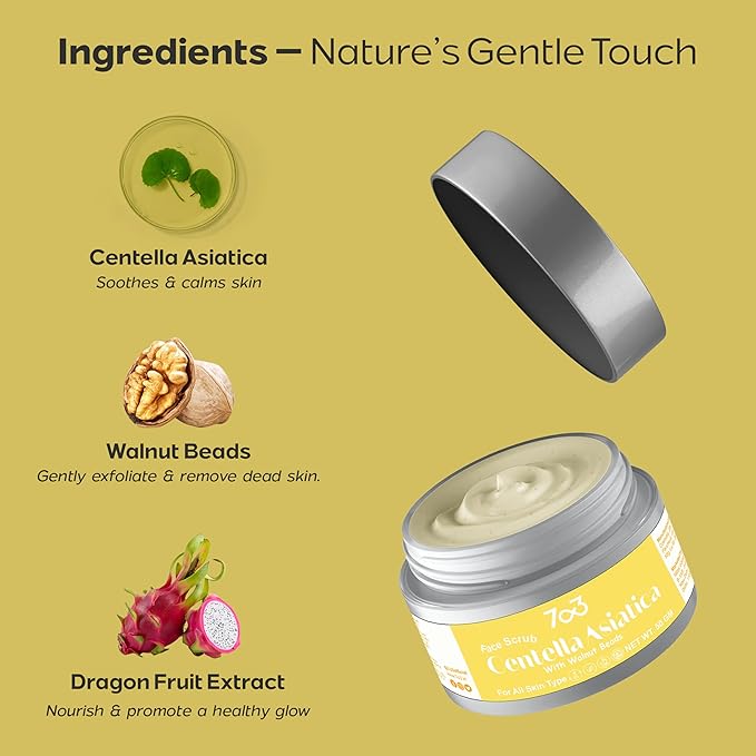 7o3 Face Scrub With Centella Asiatica & Walnut Beads – Exfoliating & Rejuvenating for Radiant Skin - 50 Ml