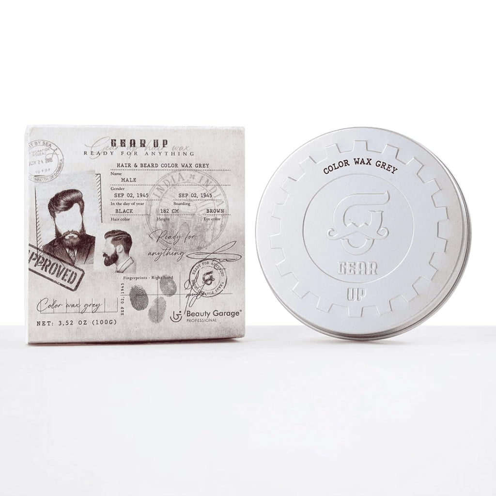 Beauty Garage Gear Up Hair & Beard Grey Color Wax 1-Day Color & Hold | Enriched with Avocado & Olive Oil, 100g