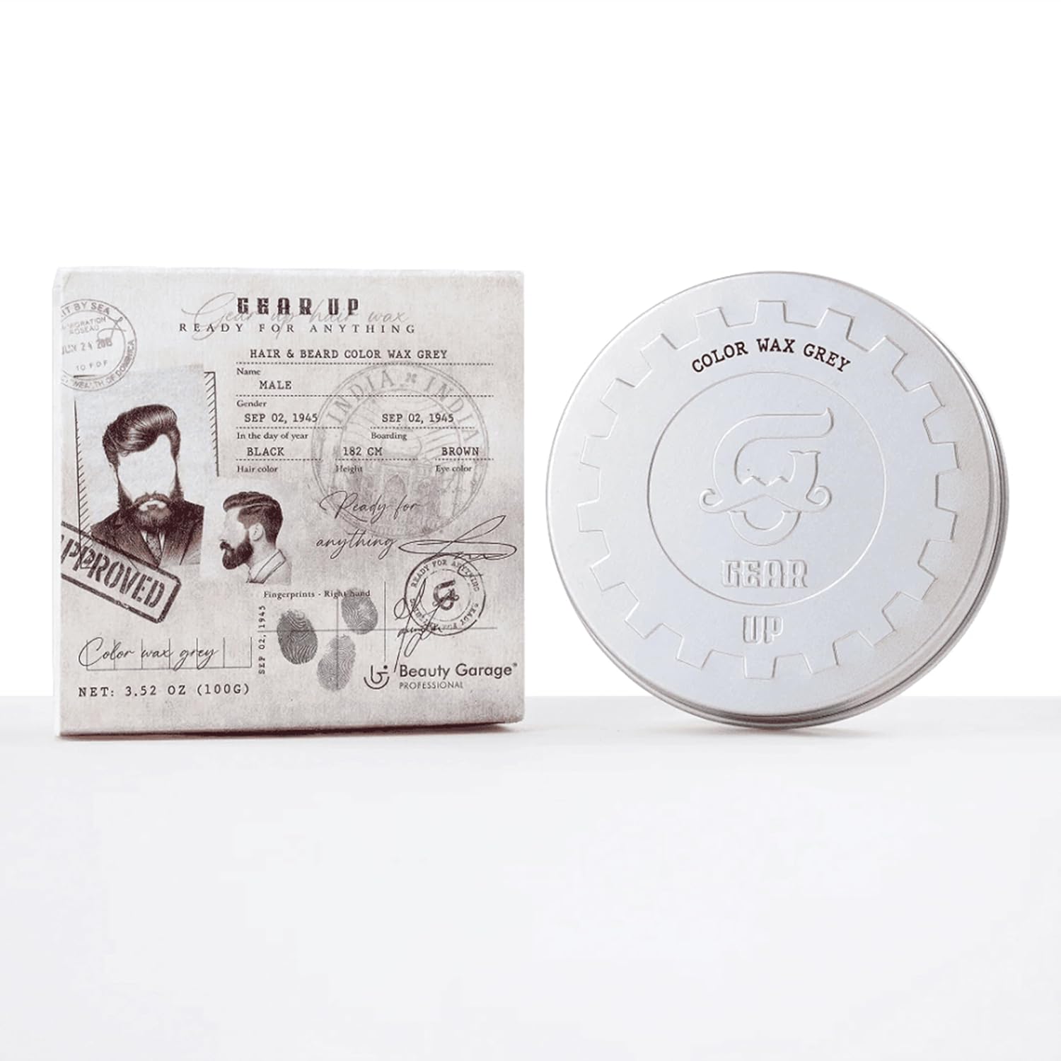 Beauty Garage Gear Up Hair & Beard Grey Color Wax 1-Day Color & Hold | Enriched with Avocado & Olive Oil, 100g