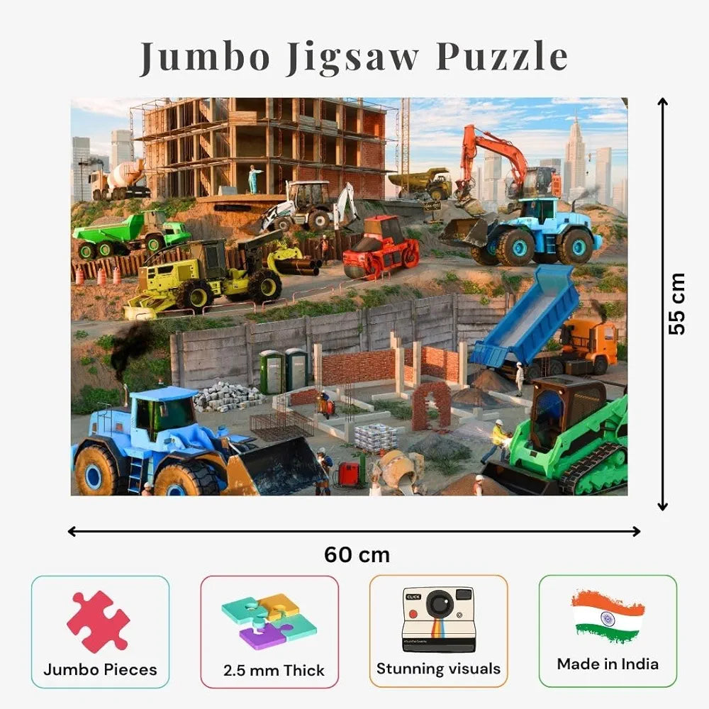 Nesta Toys Floor Puzzle & Game Construction Site & Vehicles, Jigsaw & Toddler Puzzles, Educational Toy, Gifts for Boys & Girls Ages 3, 4, 5, 6, 7
