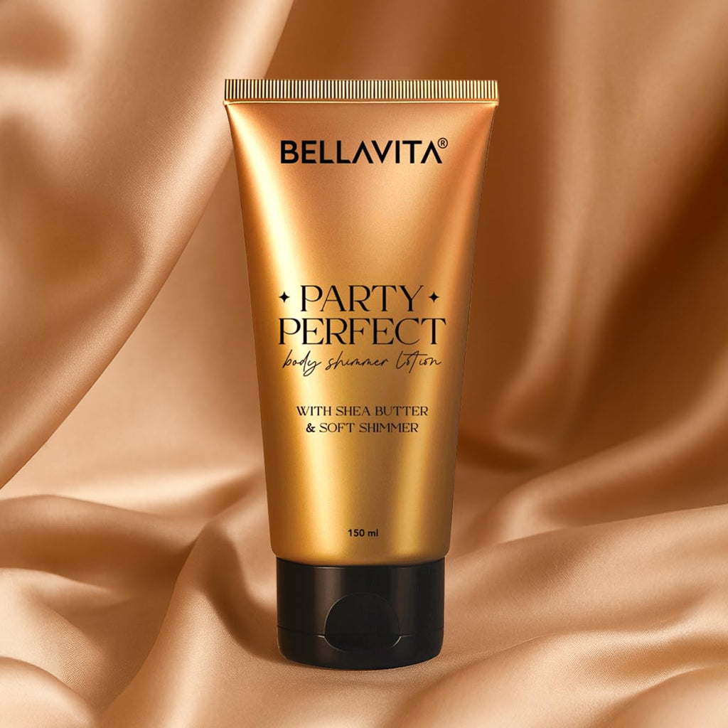BELLAVITA Party Perfect Body Shimmer Lotion | Instant 3D Glow | Party-Ready Sheen | Butter-Rich Deep Hydration | Lightweight & Non-Sticky | 150ml