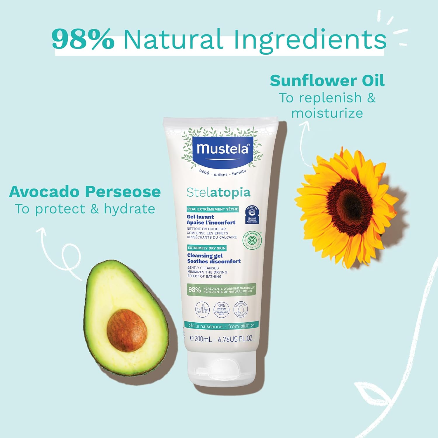 Mustela Stelatopia Cleansing Gel with Sunflower - 200 ml